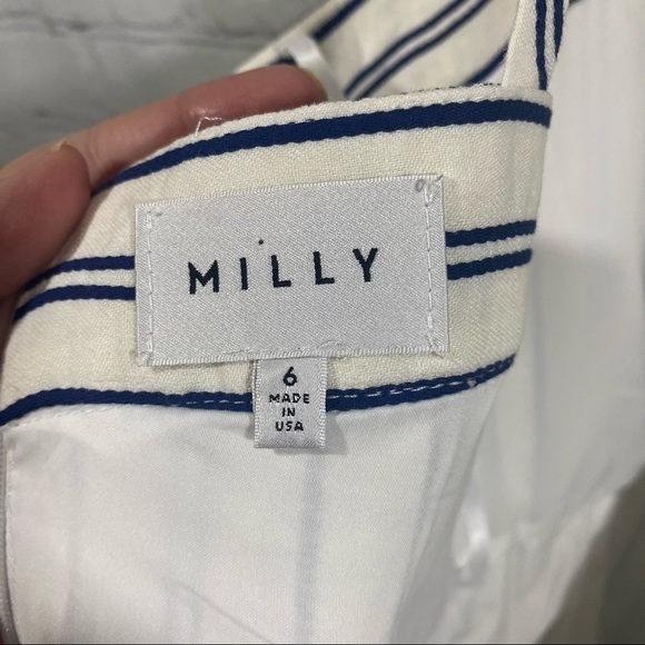 MILLY Apron Dress Cream With Navy Pinstripes 6 - Picture 11 of 14